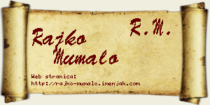Rajko Mumalo vizit kartica
